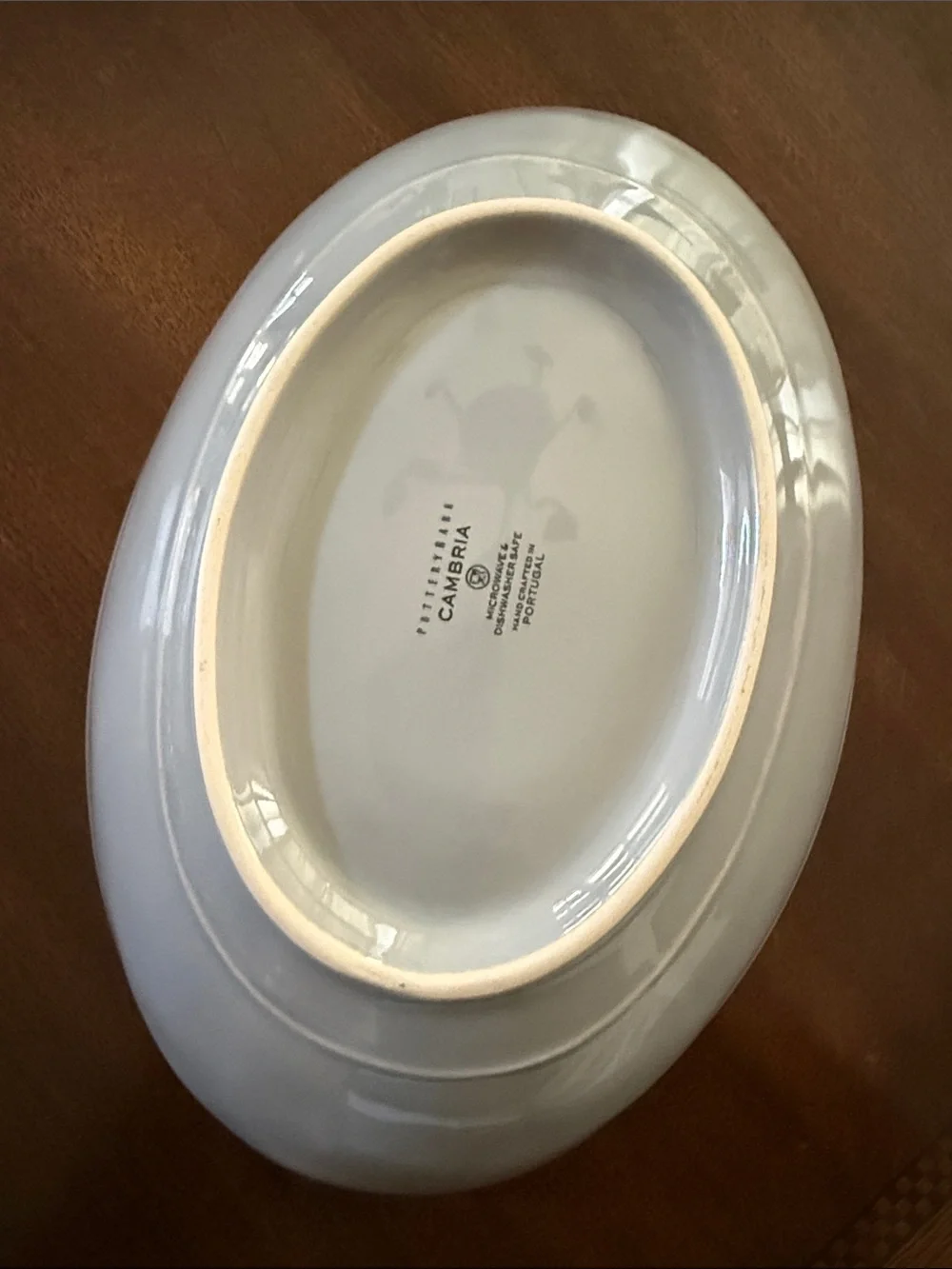 NWT Pottery Barn Cambria Oval Handcrafted Serving Bowl, Gray (retired color)